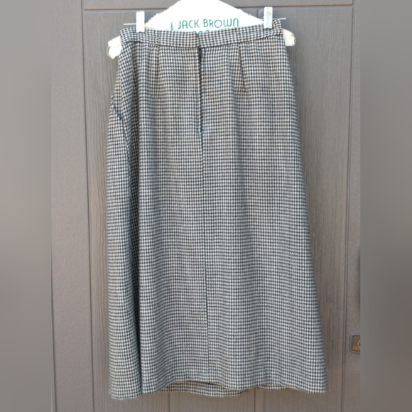 Vintage Houdstooth Midi A-Line Wool Blend Skirt - Picture 5 of 9